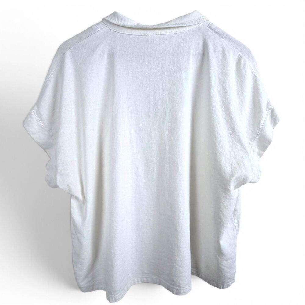 cable & gauge v neck linen blend coastal grandmother beach 1x white women's top - Picture 2 of 8